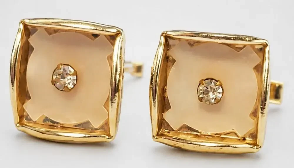 Vintage Rhinestone Cuff Links- Mogul Elegant Enamel & Glass Cufflinks‎ cl-